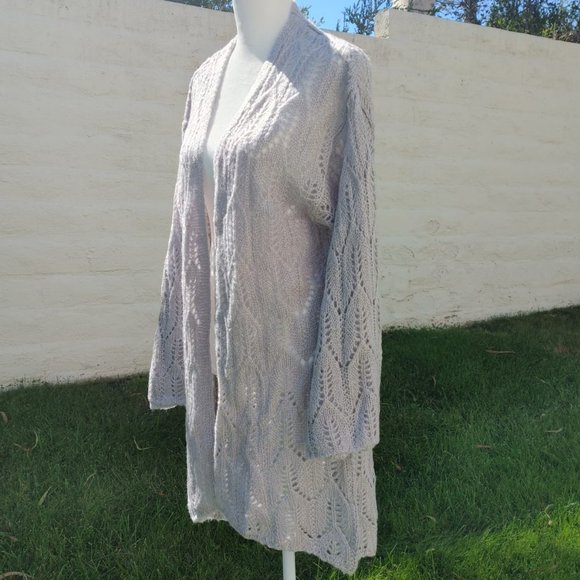 NWT H&M DIVIDED Asymmetric Lace Pattern-knit Open Front Cardigan Sweater. S - Picture 4 of 7